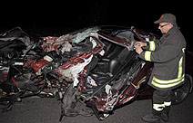 Carro de Giovanni Parisi após o acidente que tirou sua vida